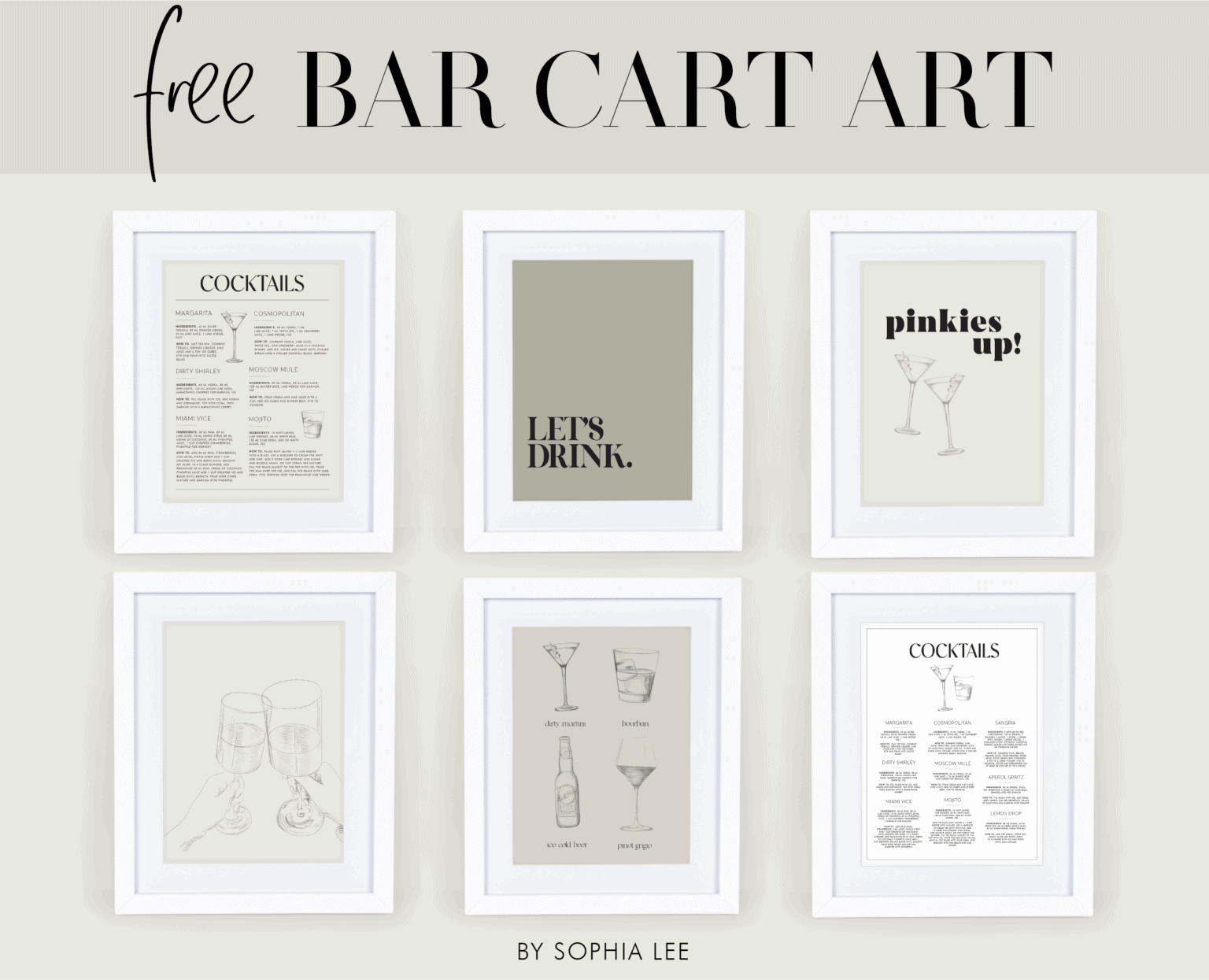BAR CART ART 6 Free Bar Cart Printables We’re Obsessing Over By