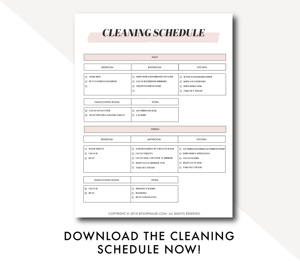 Cleaning Schedule - By Sophia Lee