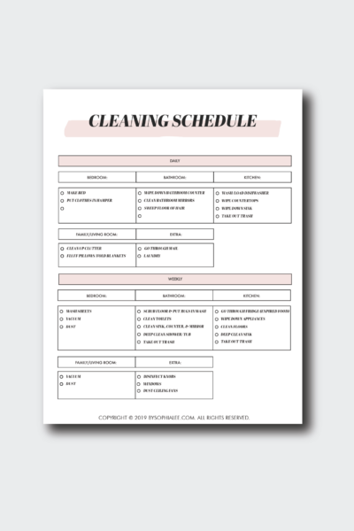 cleaning schedule