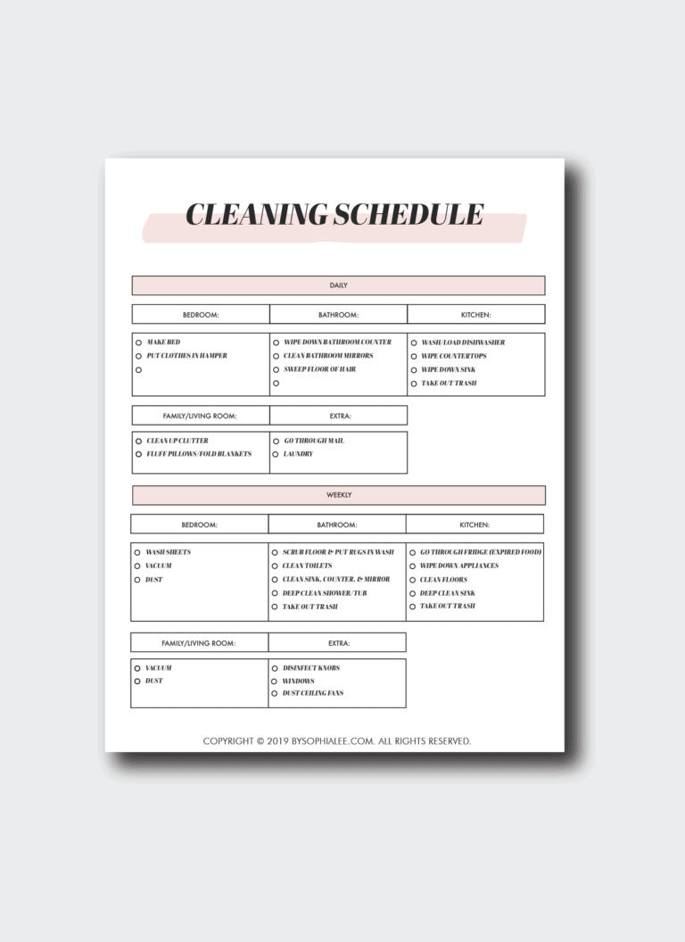 CLEANING SCHEDULE