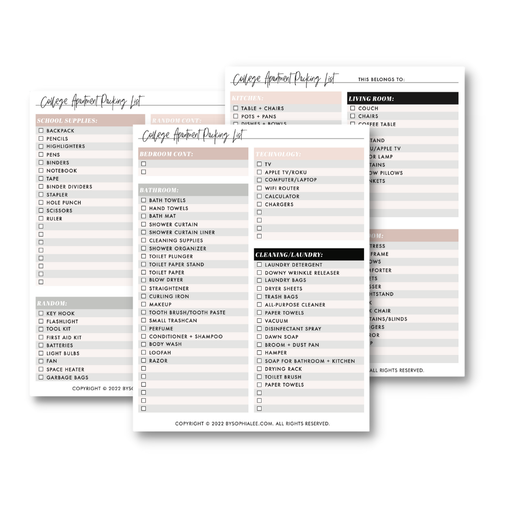 Basic Home Essentials Printable, Moving Out Checklist, New Apartment to Do  List, First House Packing Guide PDF, Room Furniture List Download 