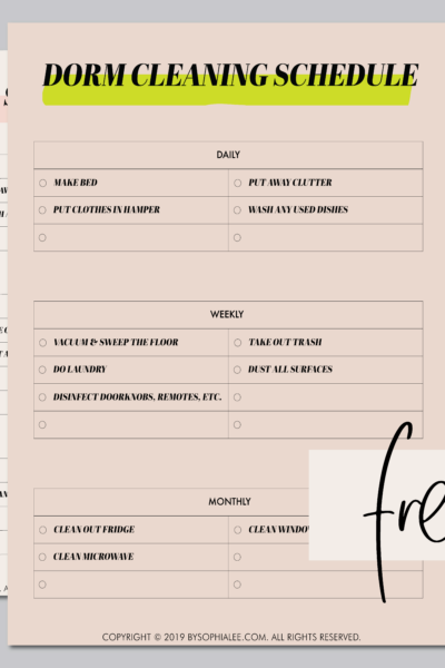 dorm cleaning schedule