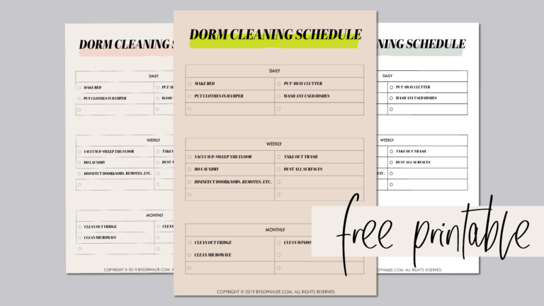 The Best Dorm Cleaning Schedule (FREE PRINTABLE)