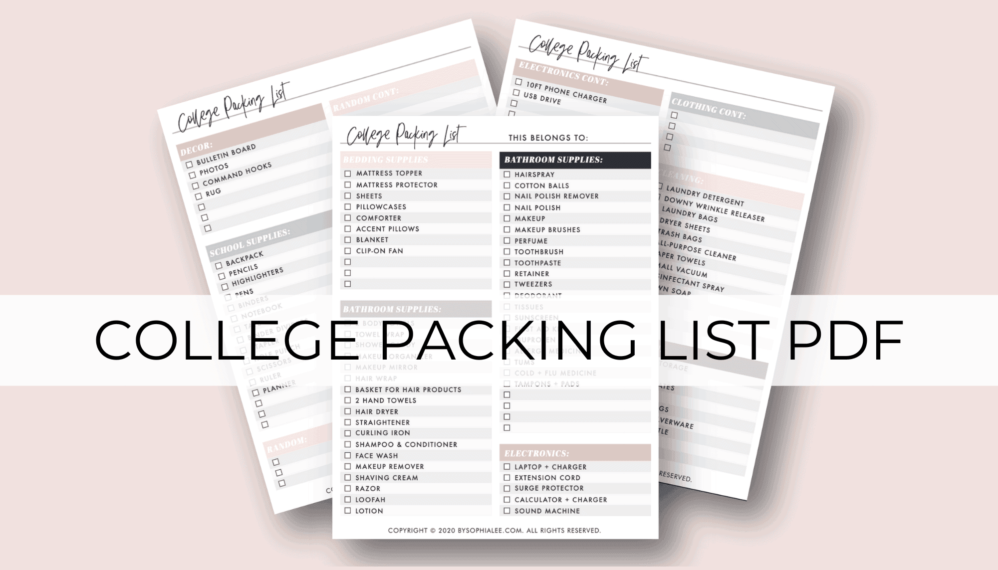 college packing list pdf