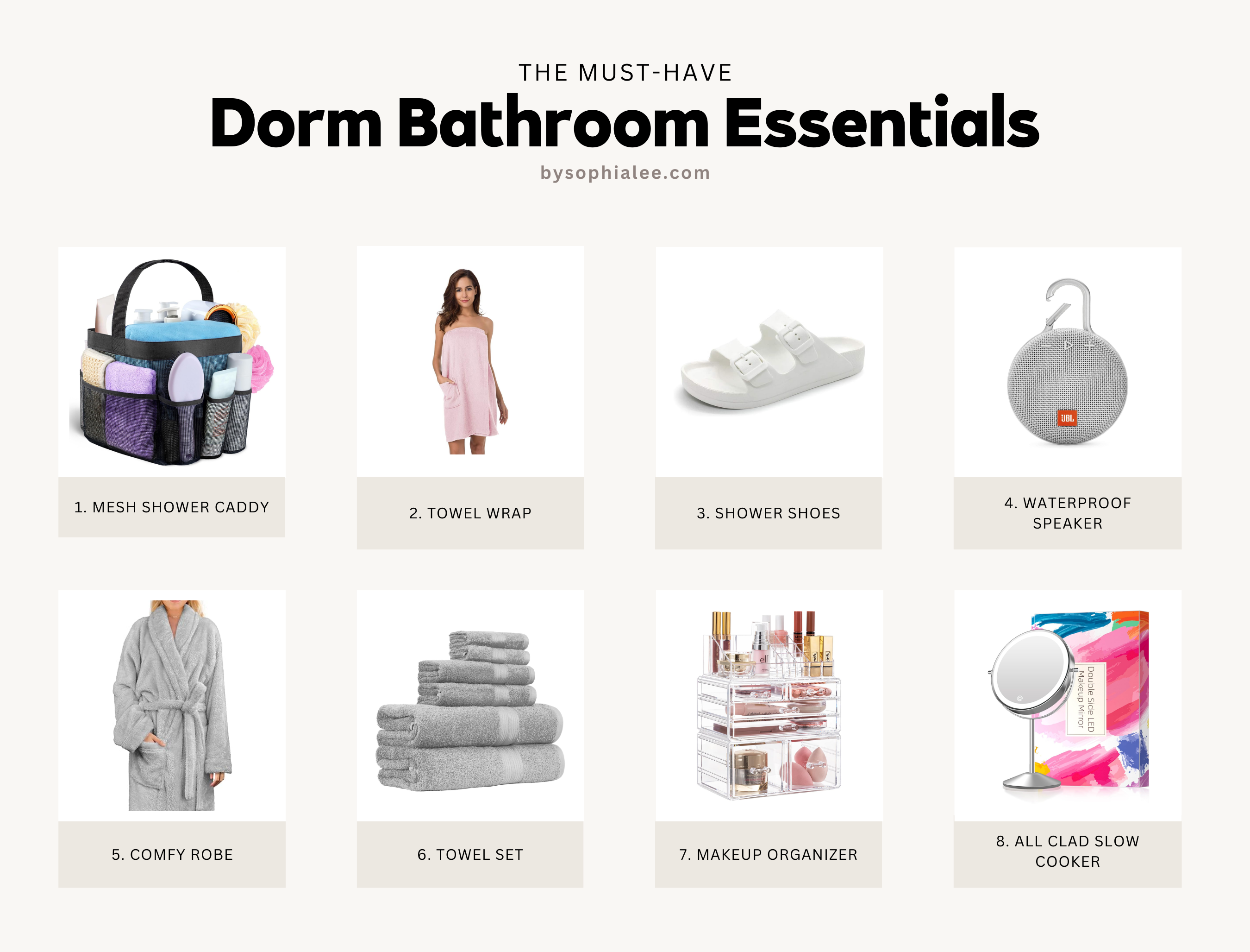 dorm bathroom essentials