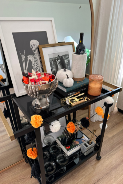 How I Styled My Bar Cart for Fall & Halloween