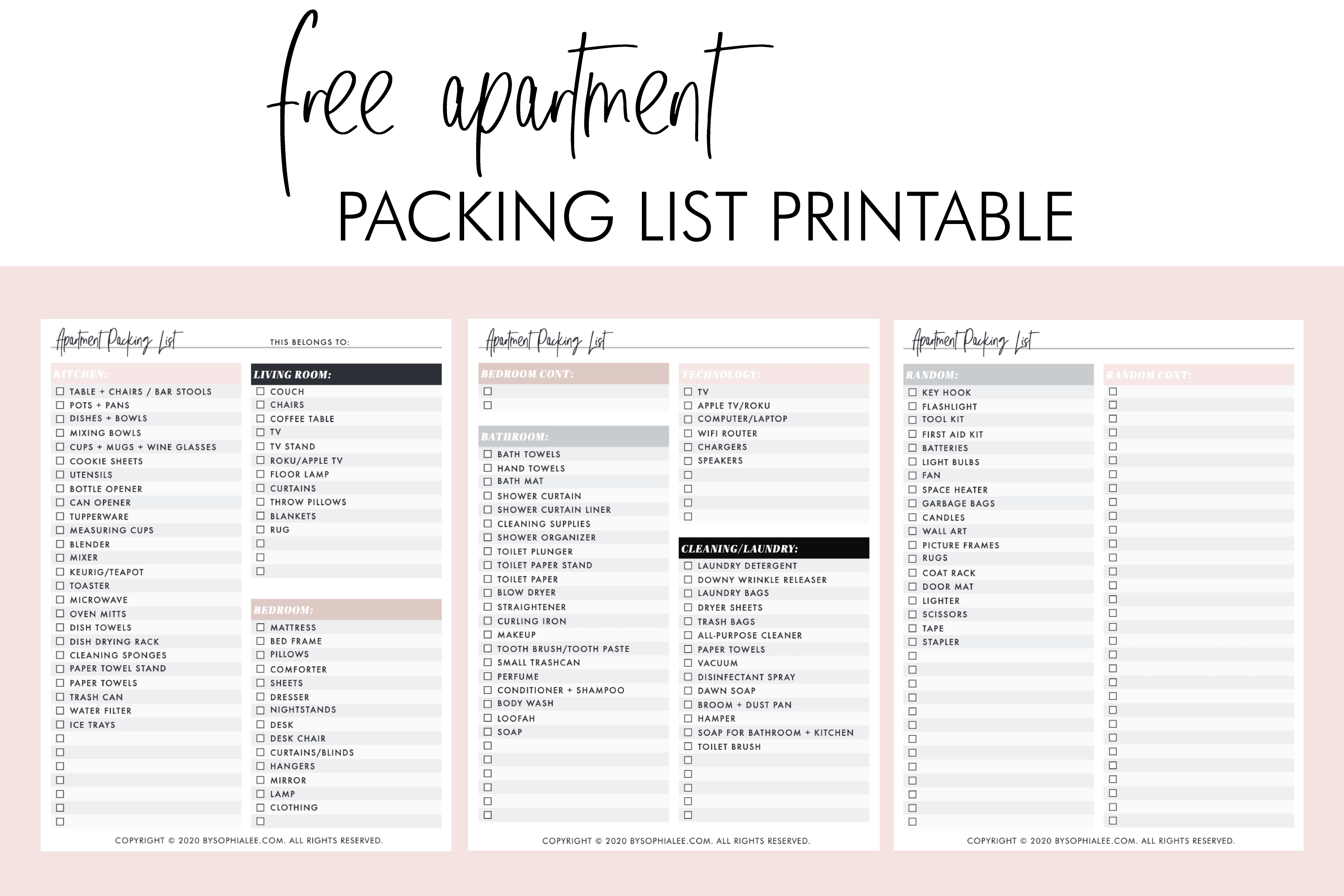 Apartment Checklist: Printable First Apartment Essentials Checklist