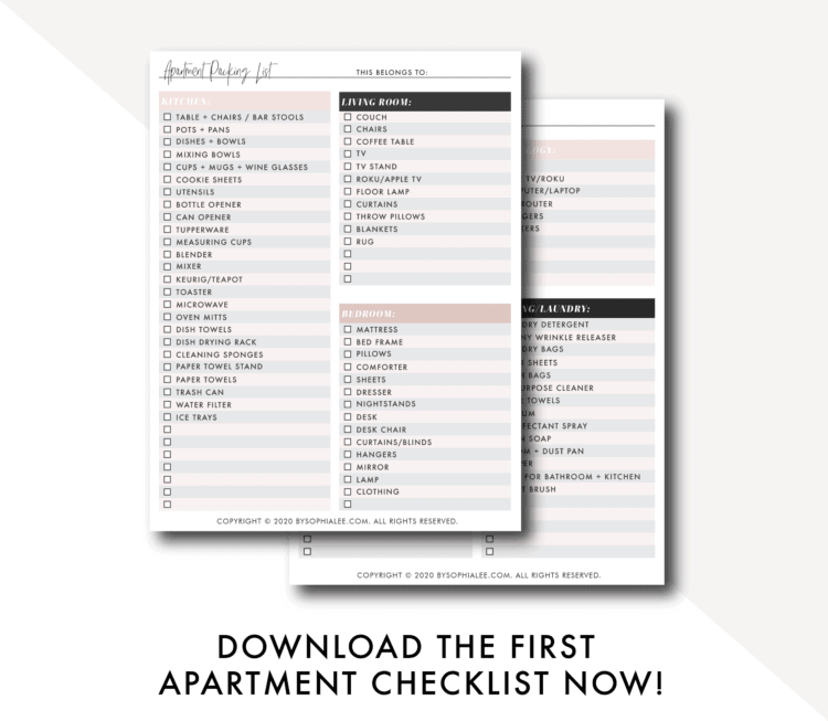 First Apartment Checklist By Sophia Lee 6276