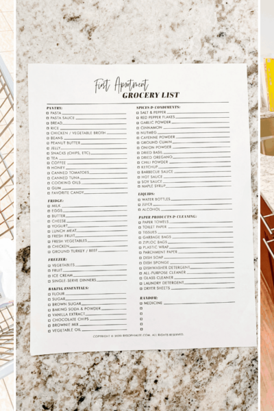 first apartment grocery list