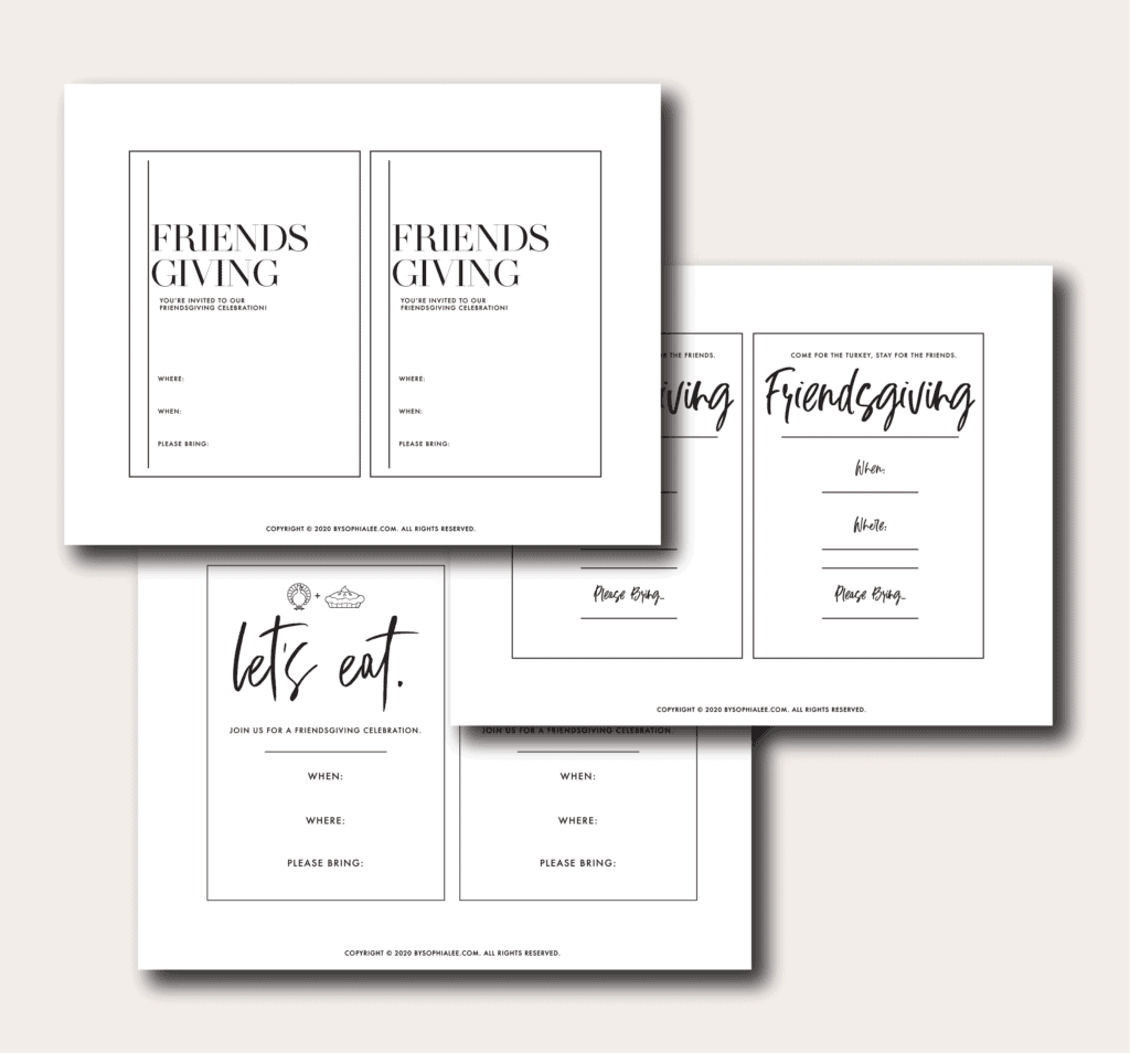 Friendsgiving Printables By Sophia Lee