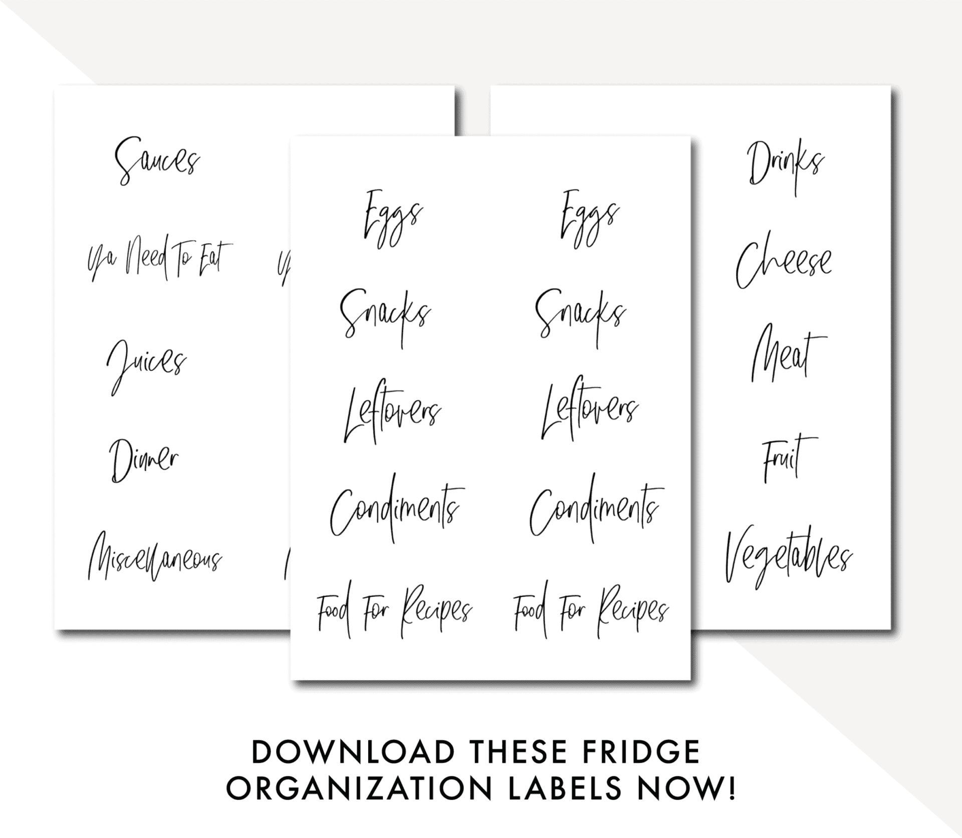 FRIDGE ORGANIZATION LABELS By Sophia Lee