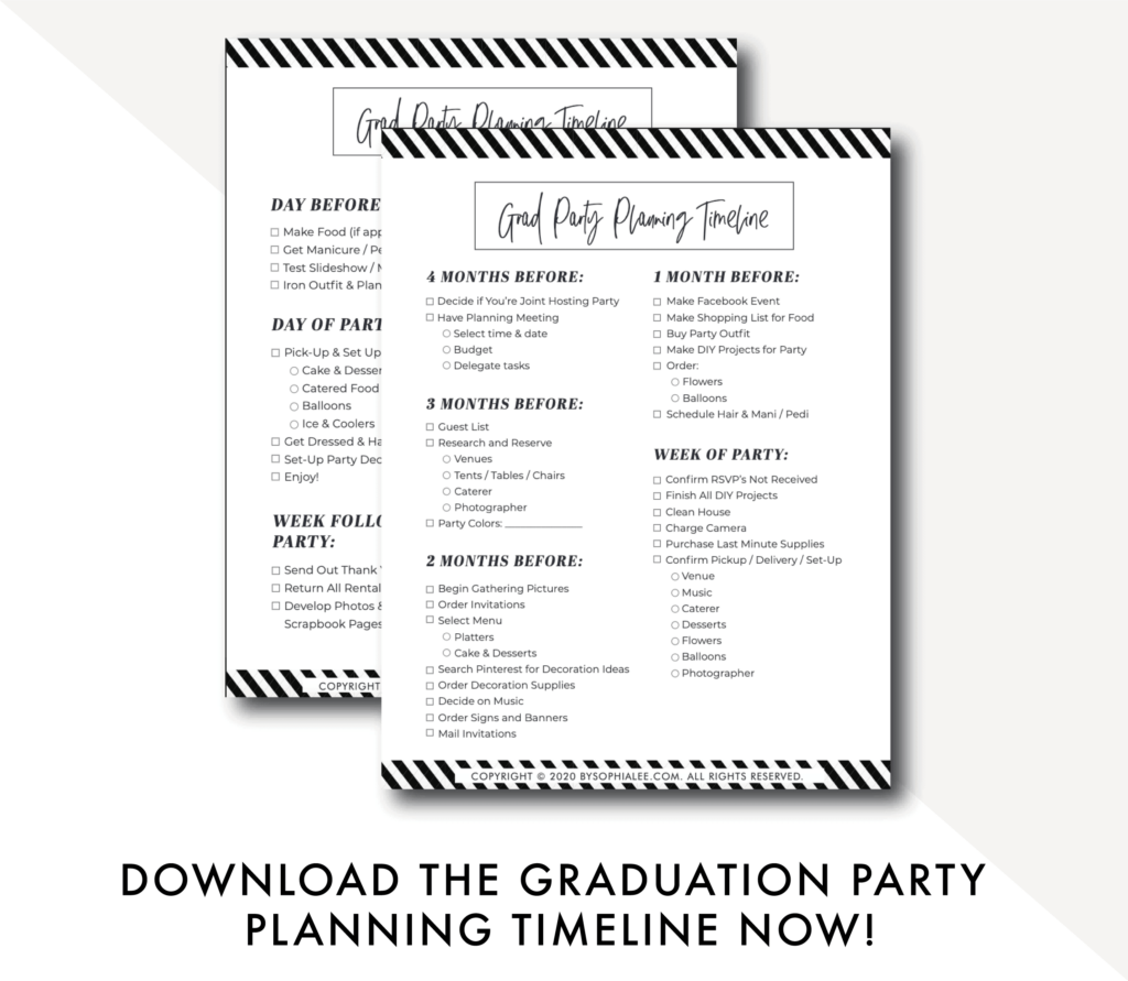 GRADUATION PARTY PLANNING TIMELINE By Sophia Lee