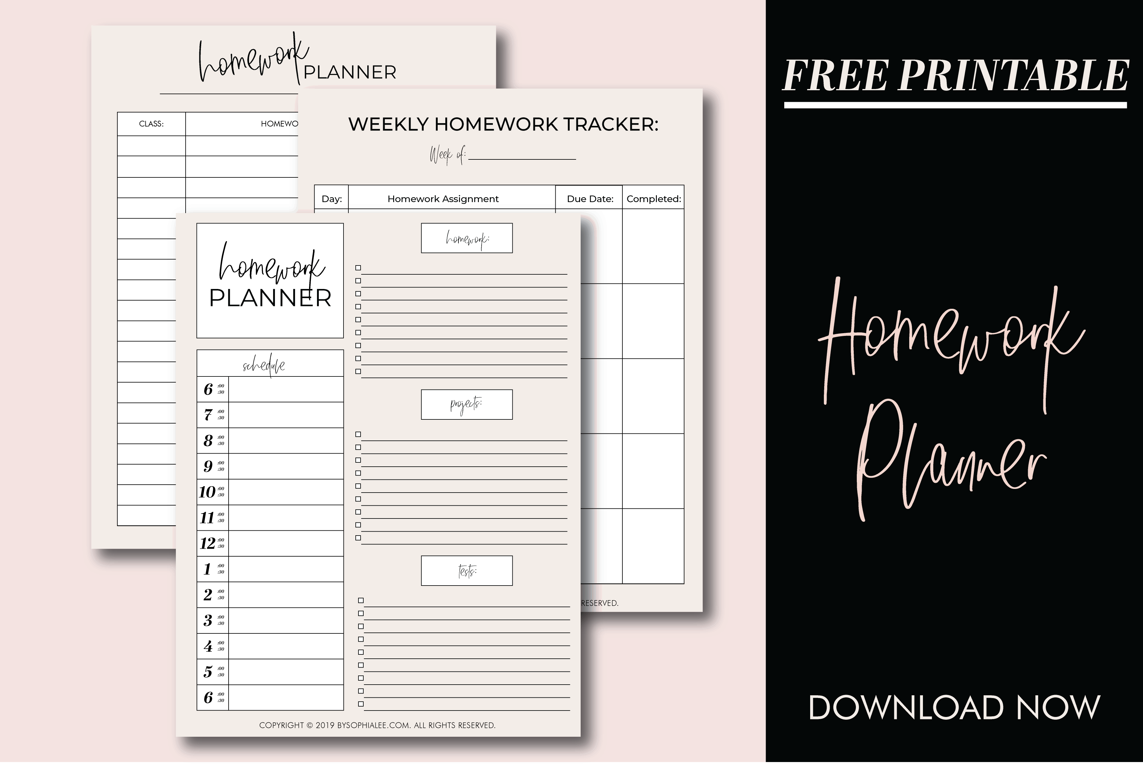 Student planner pdf, Printable Study tracker, homework plan