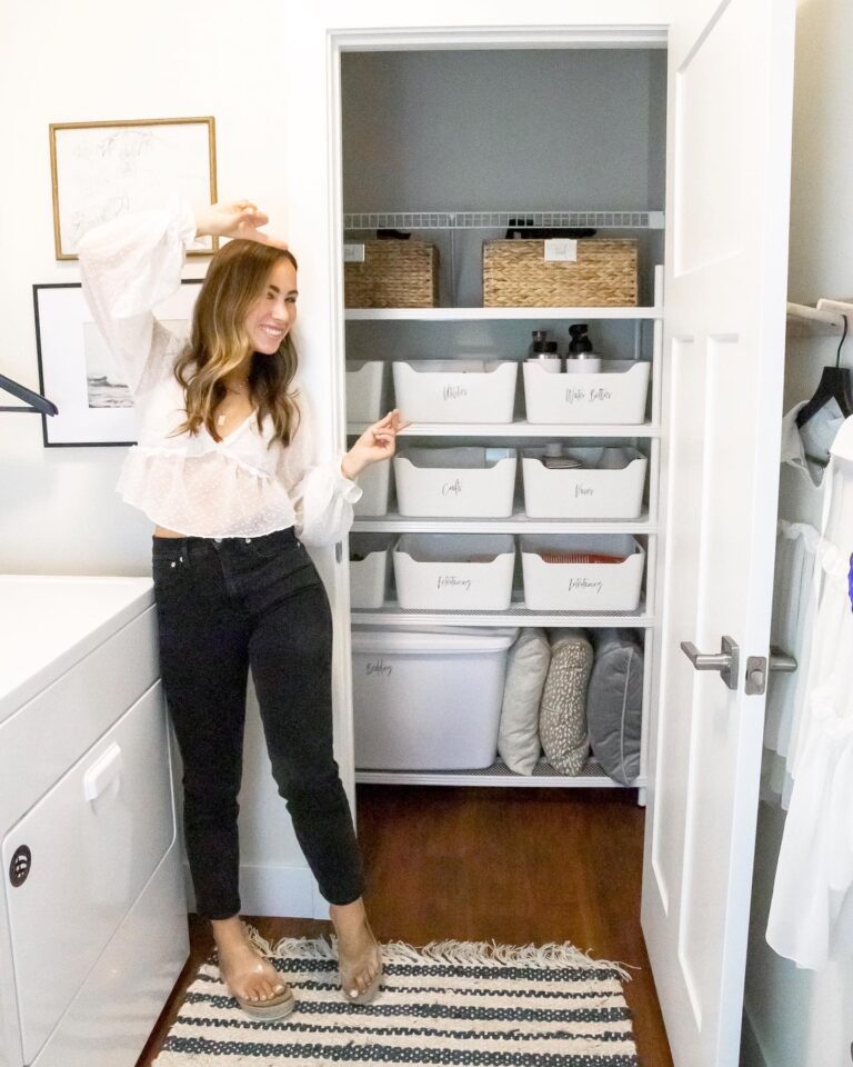 How I Organized My Apartment Laundry Room Closet (aka the Decor Closet)