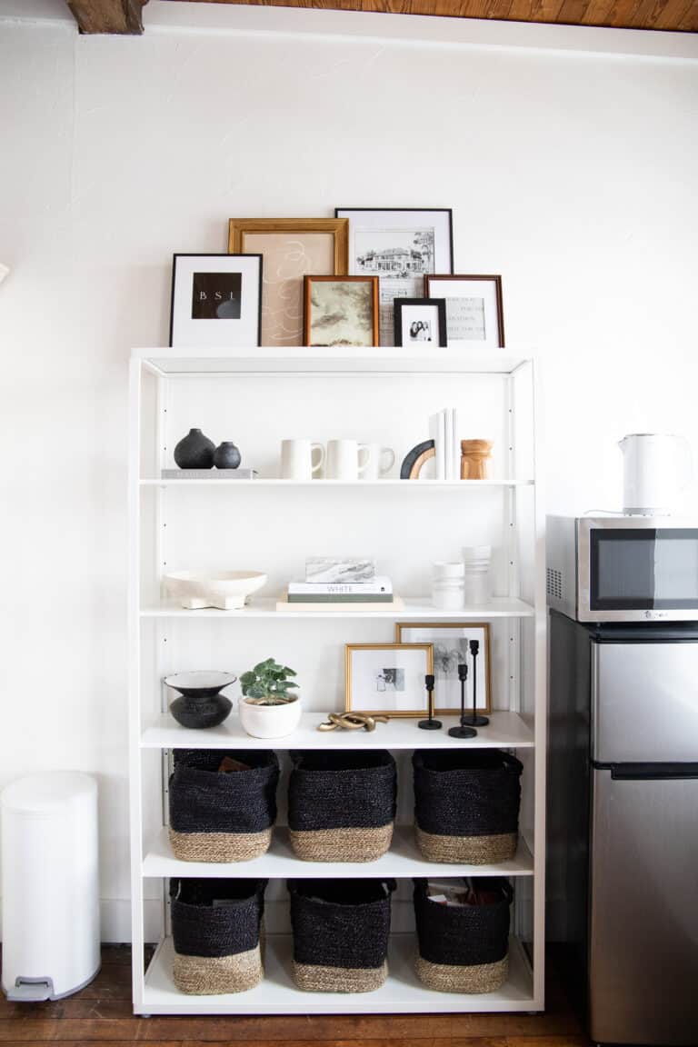 How I Decorated The Office Shelf (+ shelf styling tips)
