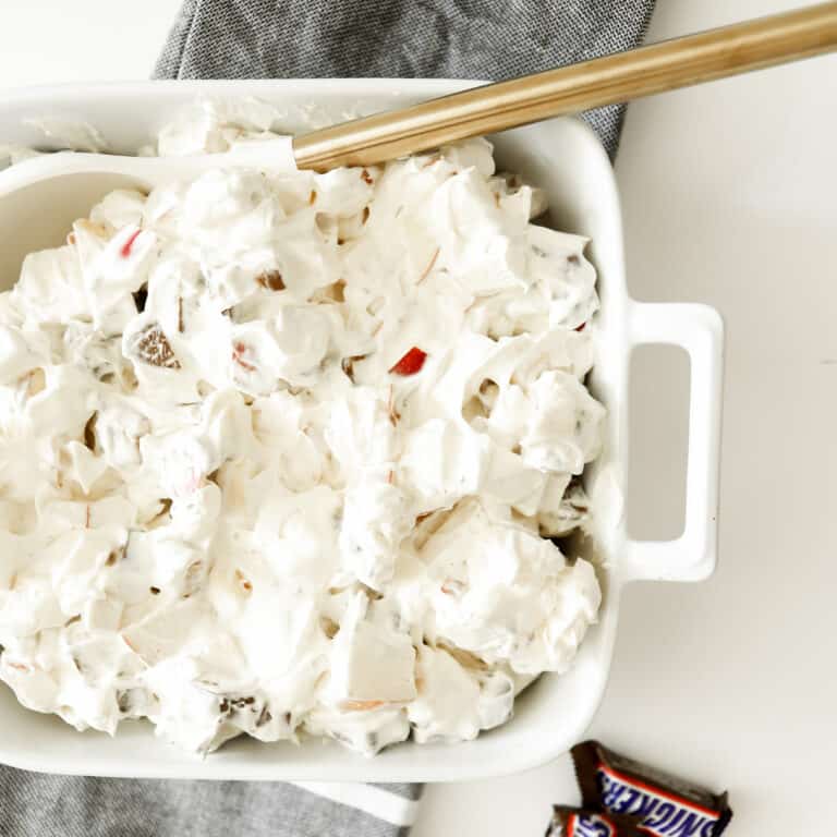 The Easiest (and BEST) Snickers Salad Recipe