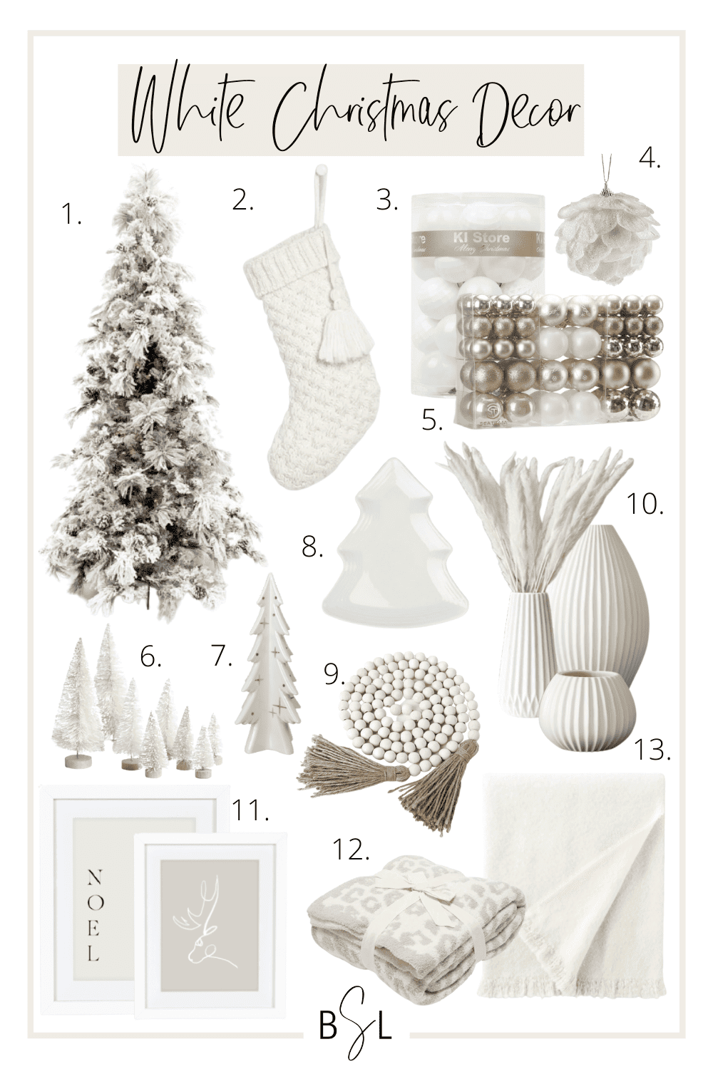 white christmas decor collage